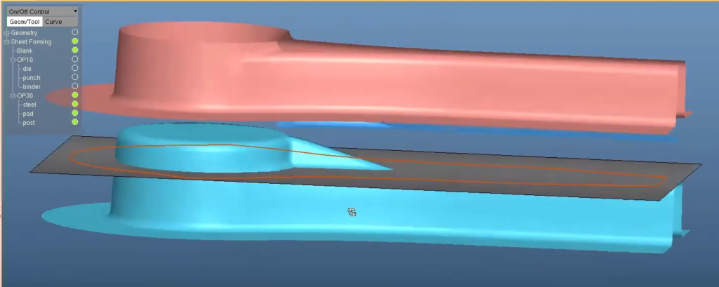 showcasing a simulated re-strike operation to flange a part