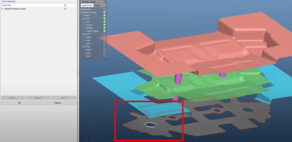 selecting the hole outline of a blank in dynaform