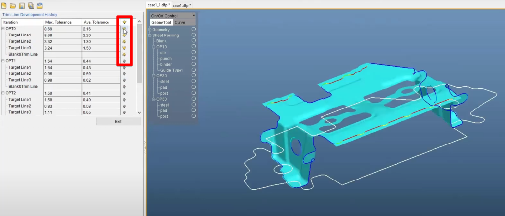 viewing a single iteration of a blank development simulation before reaching convergence