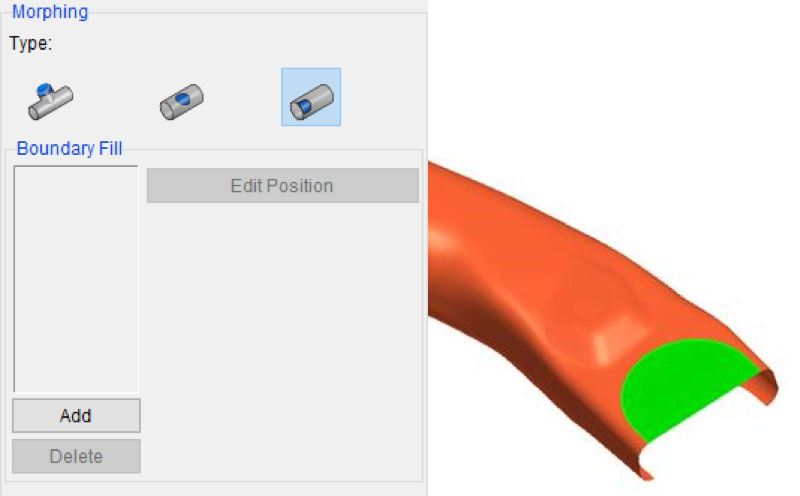 Tube morphing hole