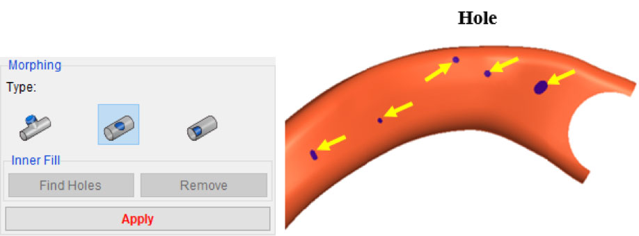 Tube morphing hole