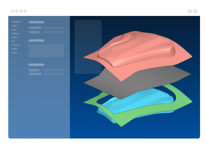 Dynaform sheet metal stamping simulation 3d graphic